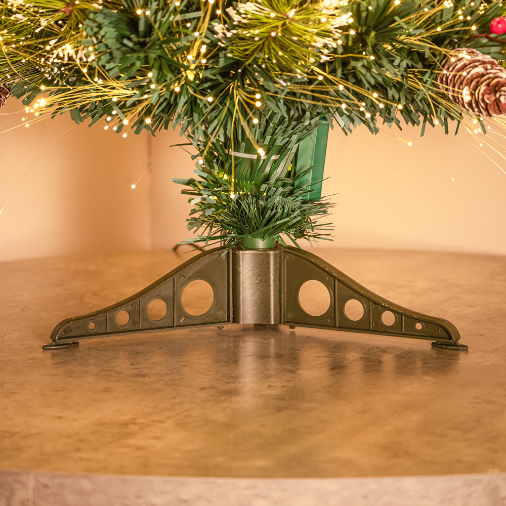 The Christmas Centre 12 Warm White LED Green Fibre Optic Artificial Xmas Tree with Berries Cones 3ft Image 6