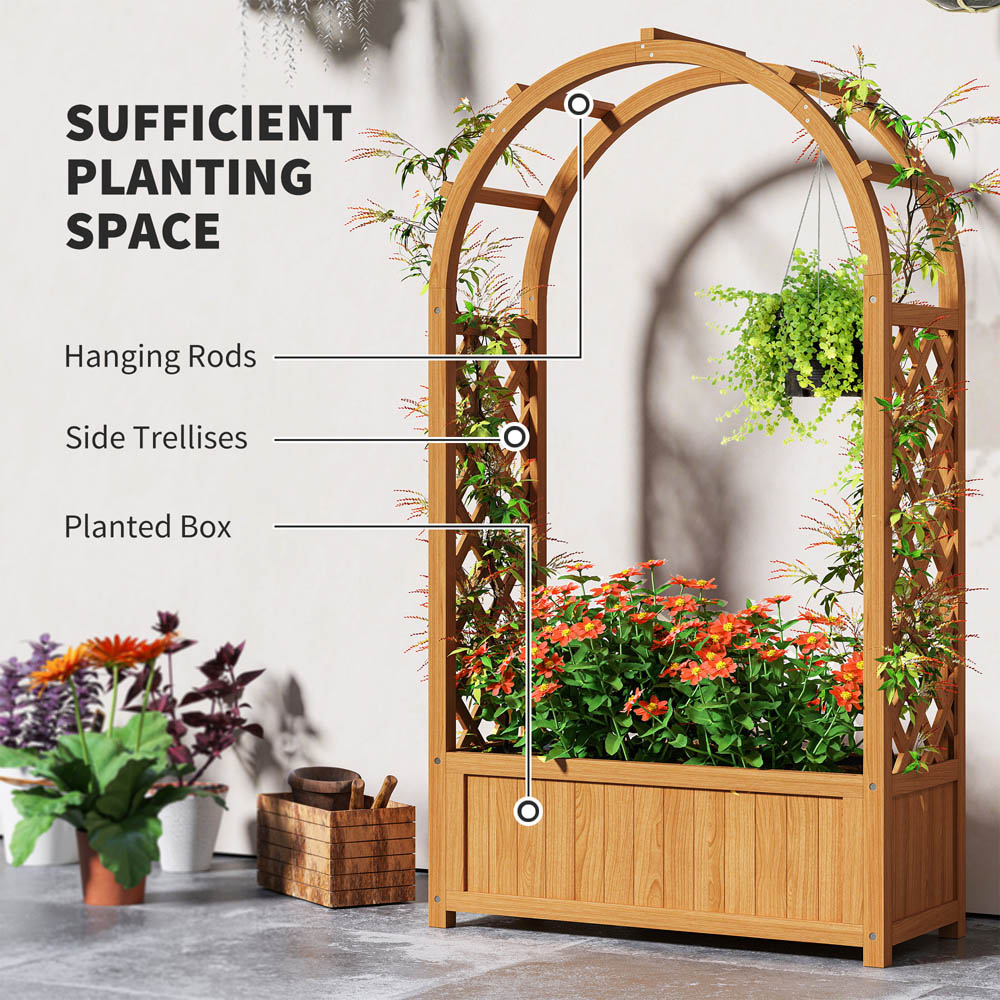 Outsunny Wooden Raised Garden Bed with Trellis Image 8