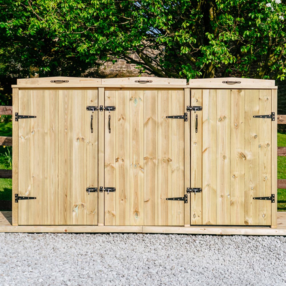 The Garden Village Chatburn 240L Triple Wheelie Bin Shed Image 2