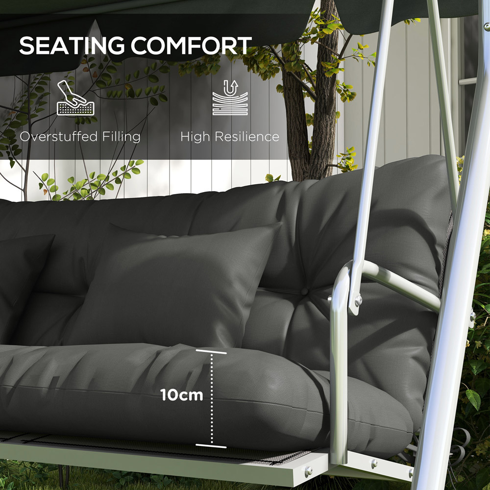 Outsunny Light Grey 4 Piece Back and Seat Replacement Cushion with Pillows 50 x 150cm Image 6