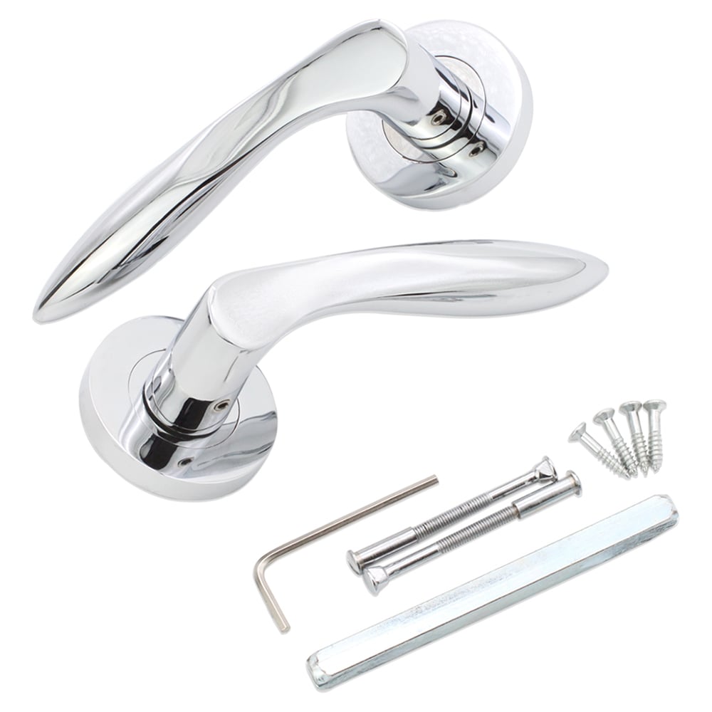 Spira Brass Pearle Polished Chrome Lever Door Handle 2 Pack Image 4