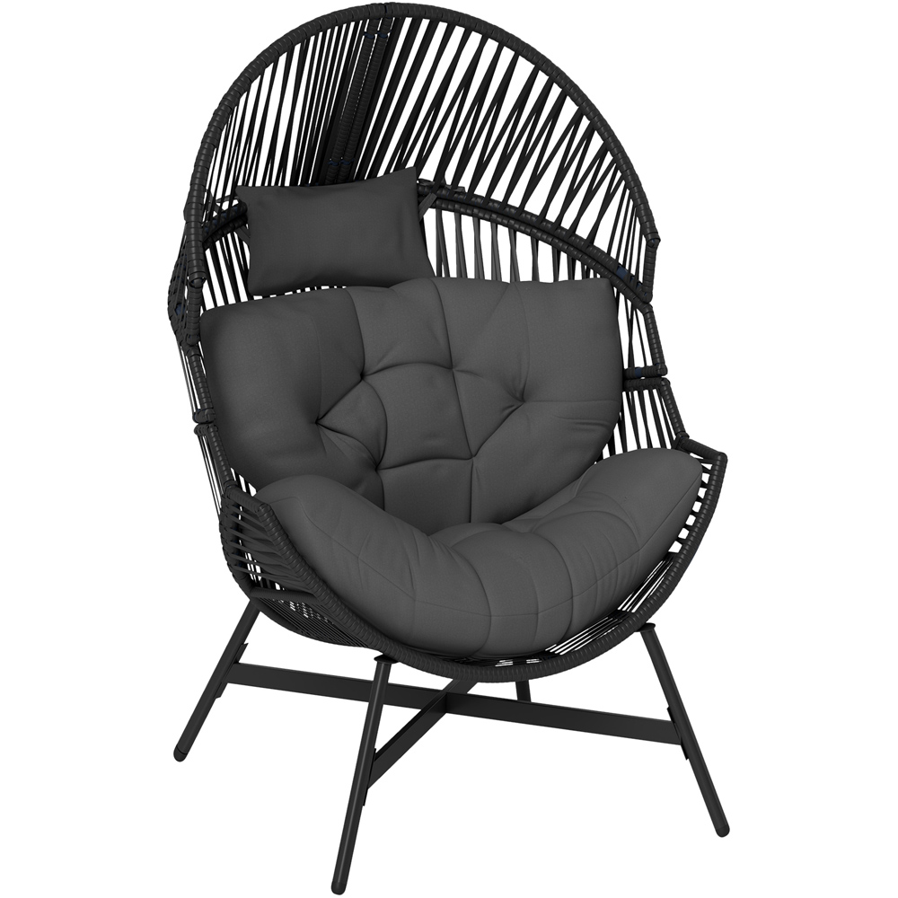 Outsunny Charcoal Grey Rattan Garden Egg Chair Image 2