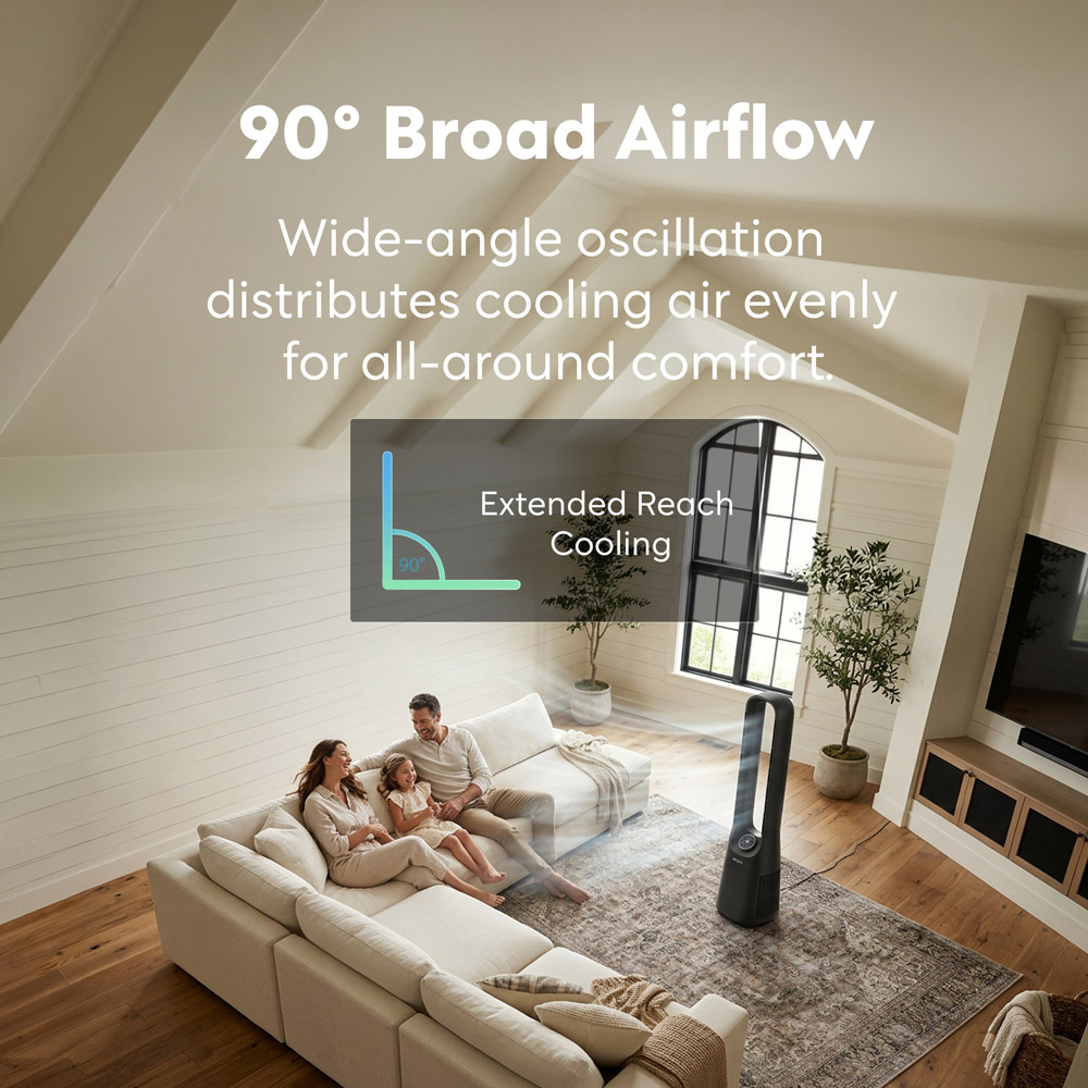 Air Pro Black Oscillating SmartVoice Bladeless Tower Fan with Remote 42 inch Image 5