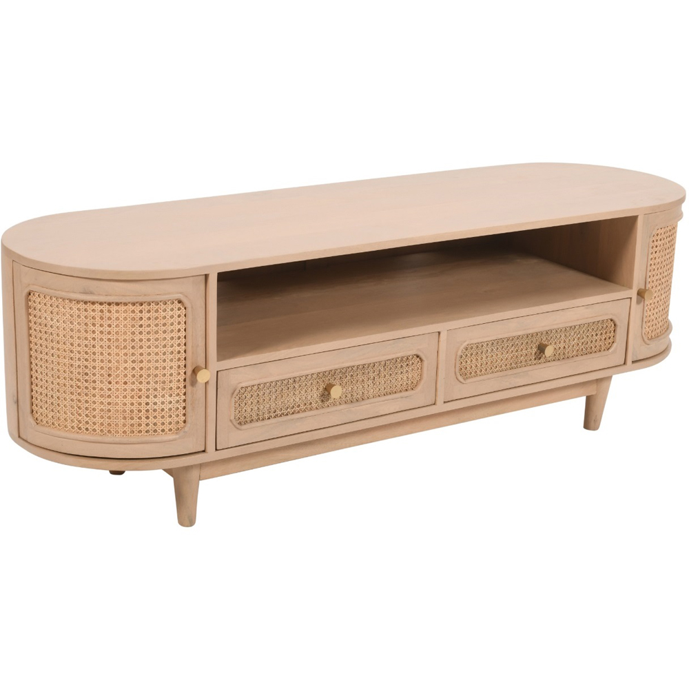 Brooklyn Valencia 2 Door 2 Drawer Cane and Mango Wood TV Cabinet Image 2