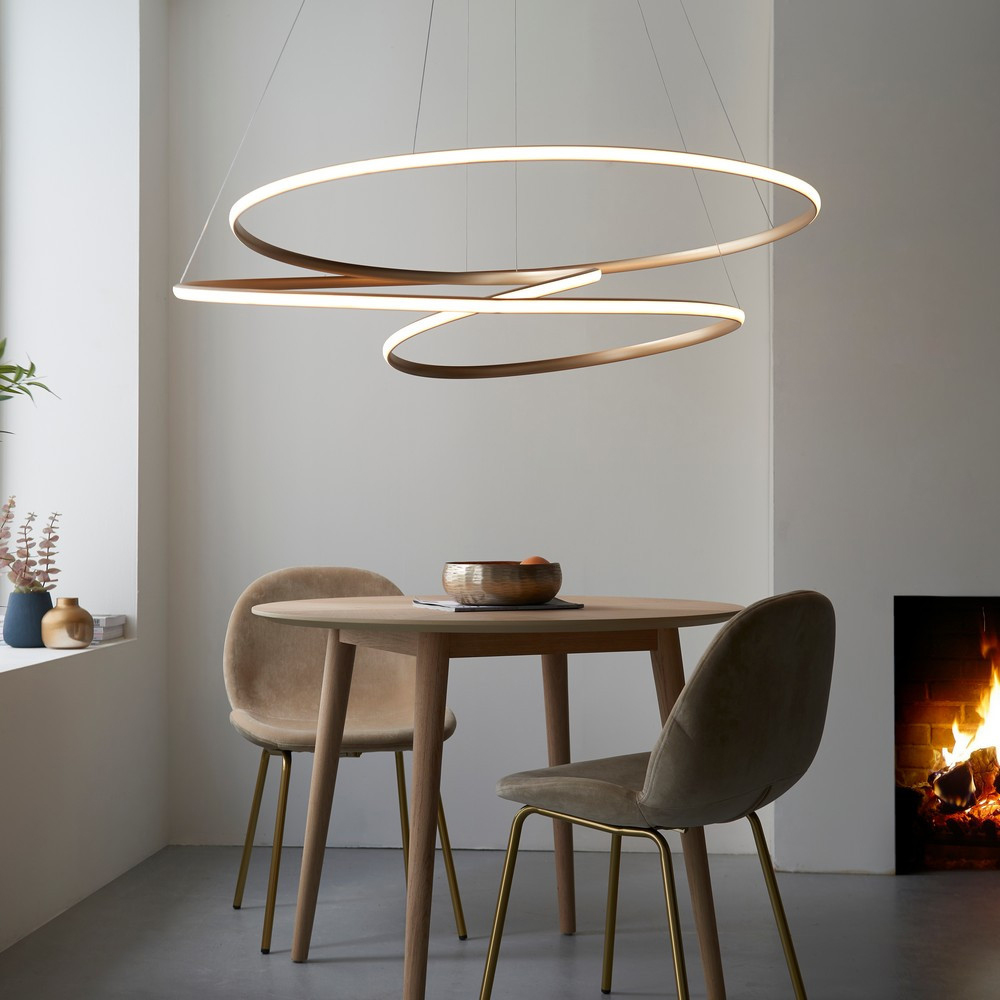 Merano Imola Satin Gold and White Silicone Large Pendant Ceiling Light Image 2