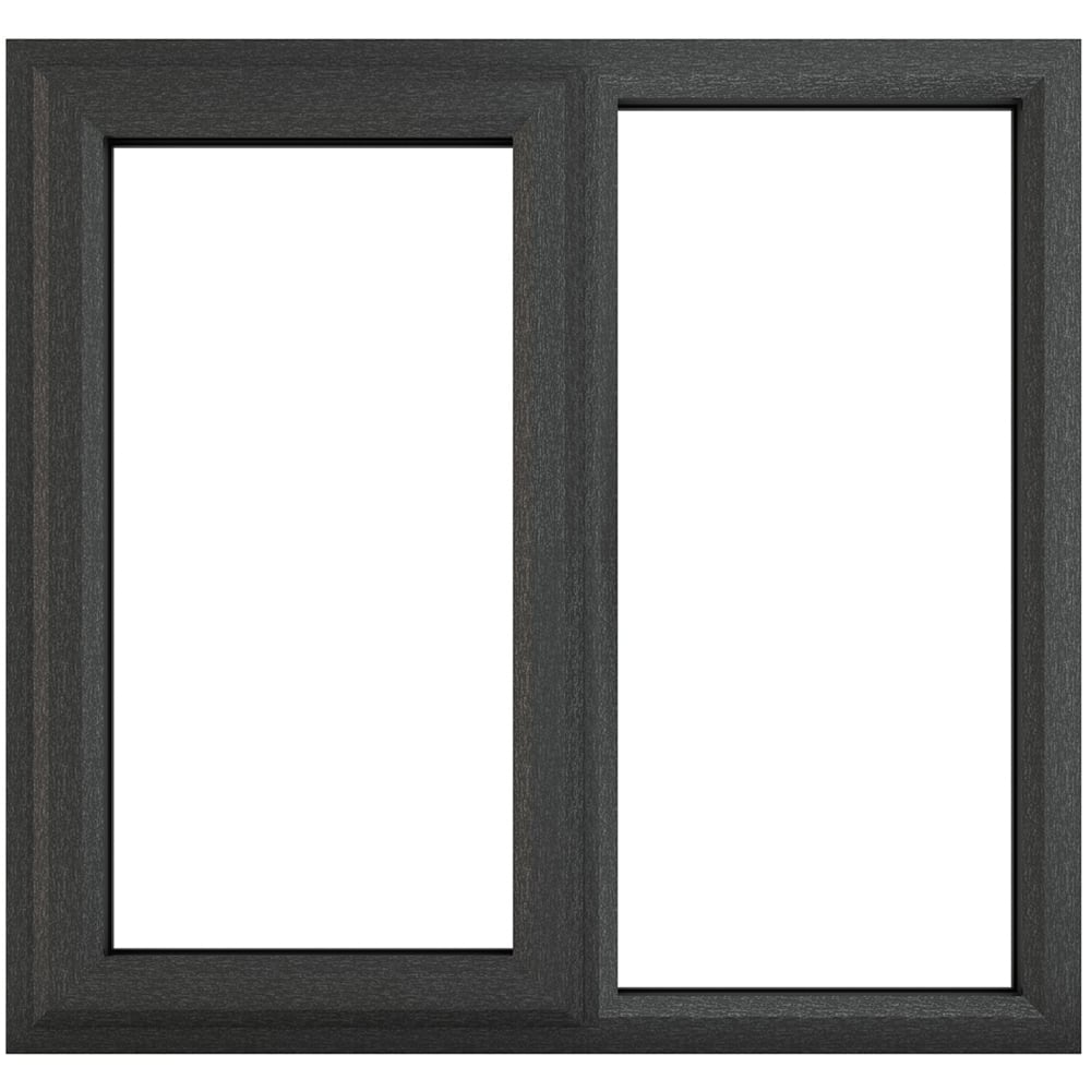 Crystal uPVC Double Glazed Window LH Side Hung Next to a Fixed Grey White Clear Glass 905x965mm Image 1