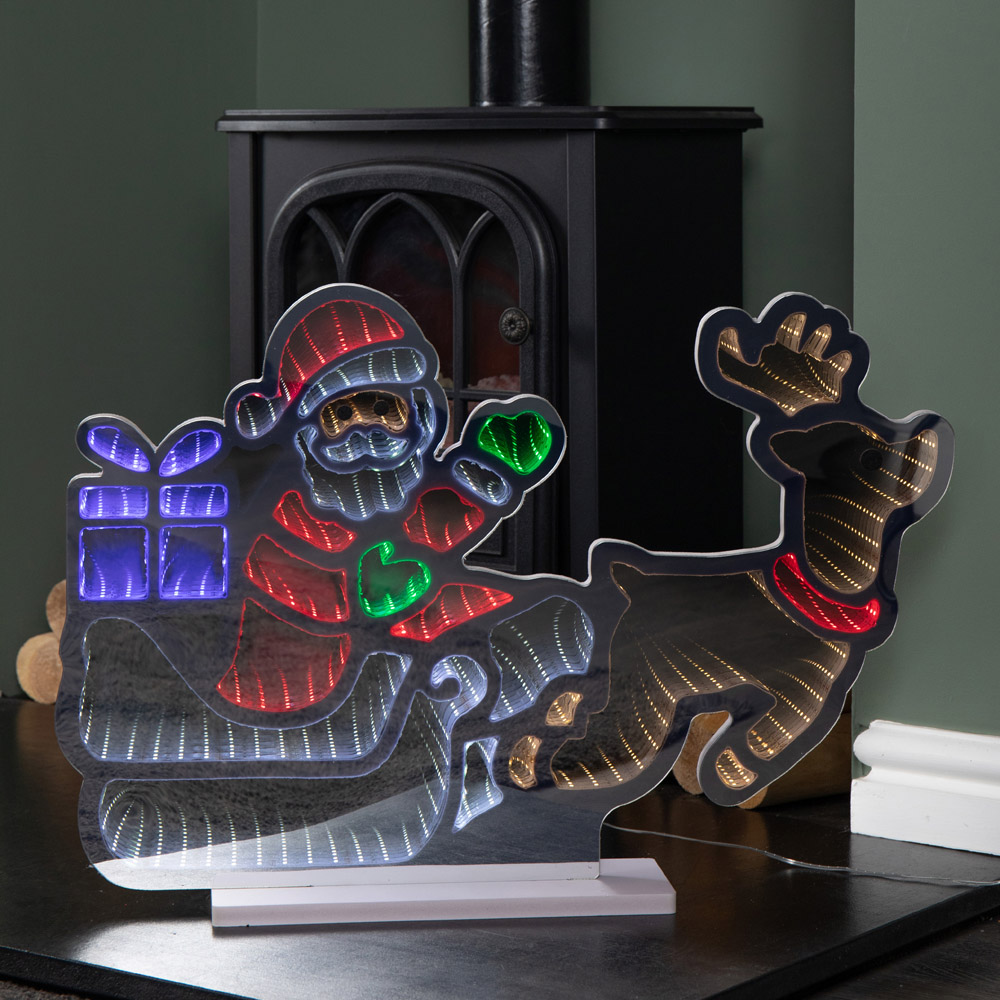Samuel Alexander Light Up Santa with Present Christmas Infinity Mirror 60cm Image 8