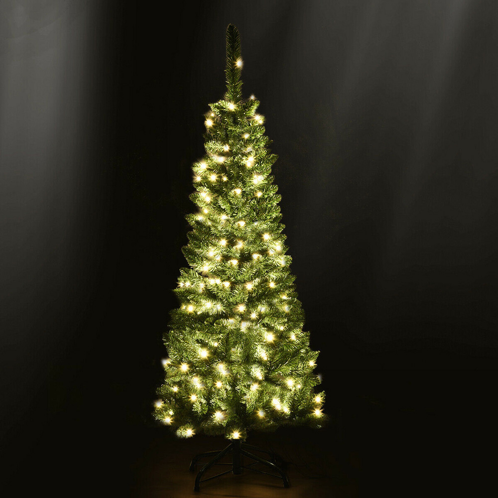 Costway 150 Warm White LED Pre-Lit Artificial Pencil Christmas Tree 4.5ft Image 5