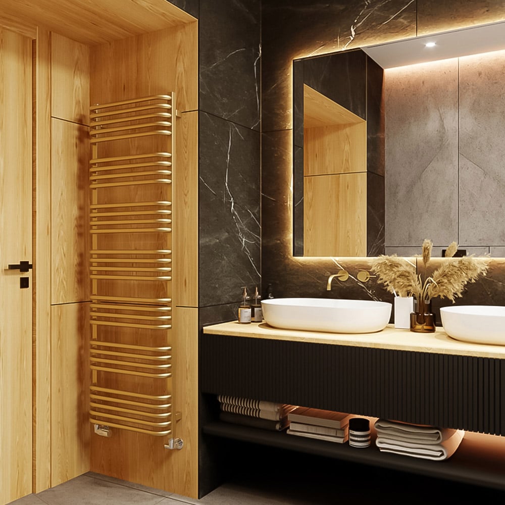 Terma Alex Brass Heated Towel Rail 1580 x 500mm Image 2