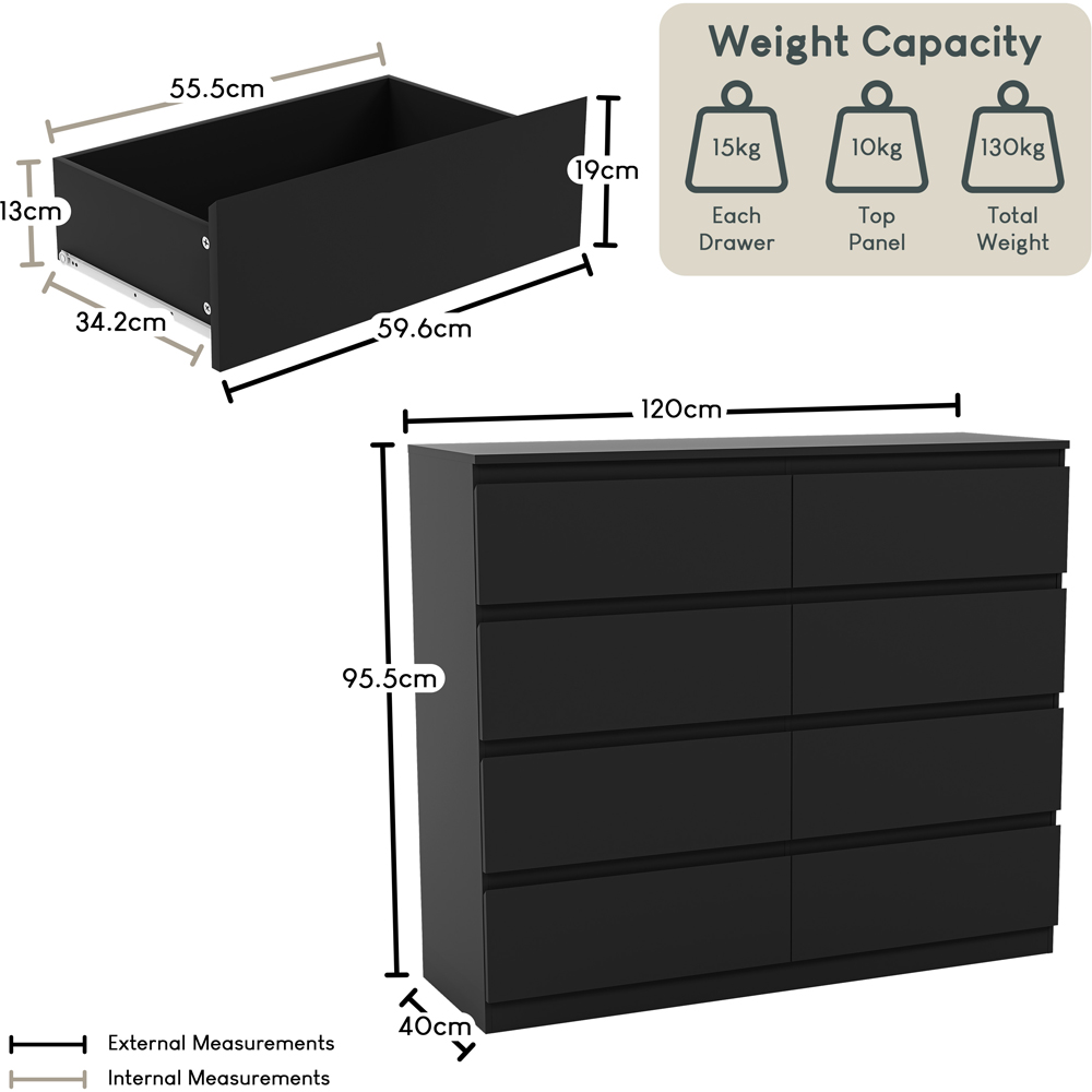 VIDA DESIGNS Denver 8 Drawer Black Chest of Drawers Image 9