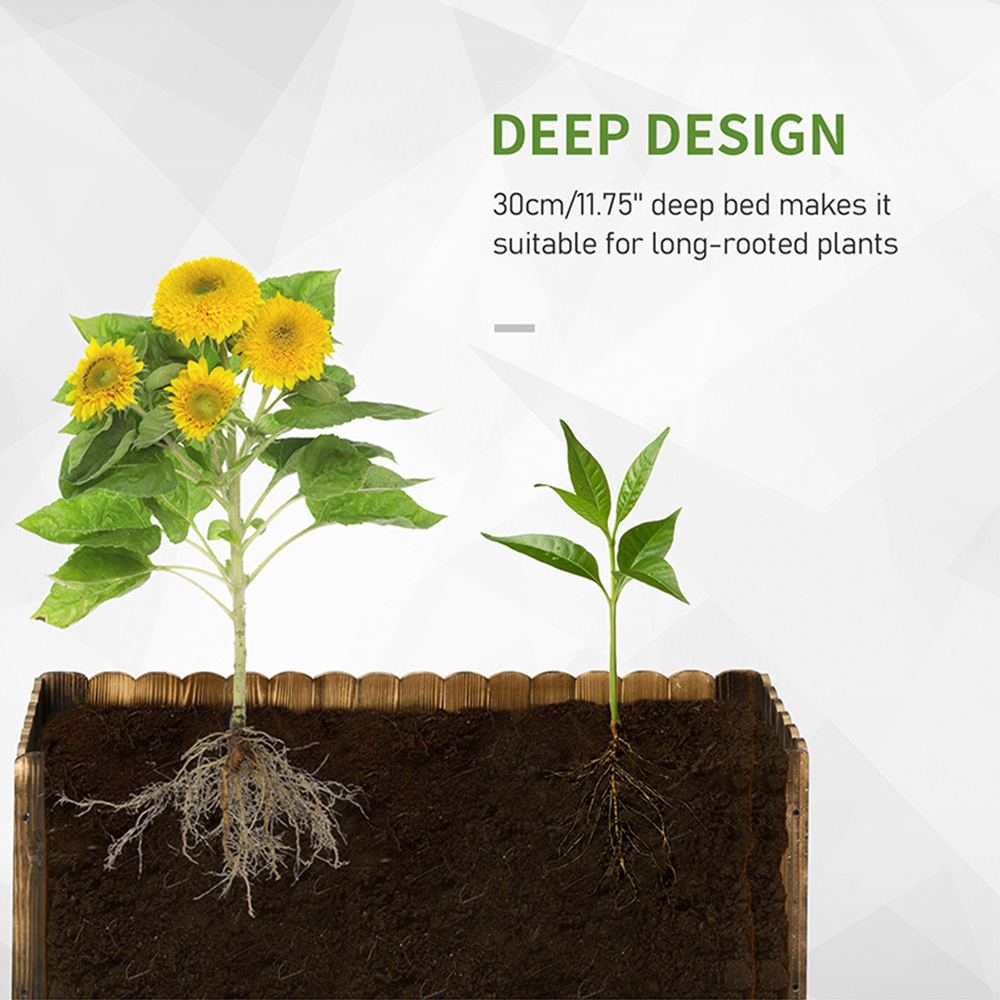 Outsunny Wooden Rectangle Raised Bed Planter Image 6