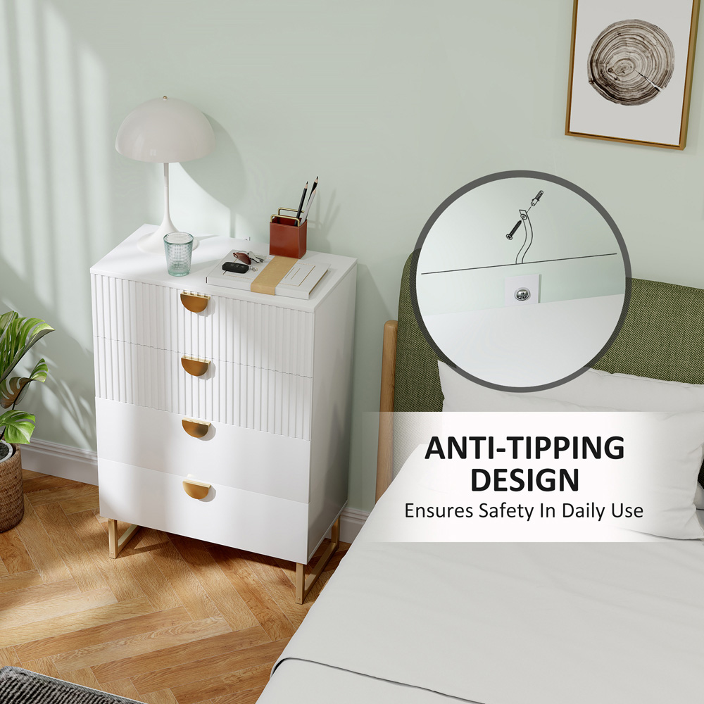 Portland 4 Drawer White Chest of Drawers Image 6