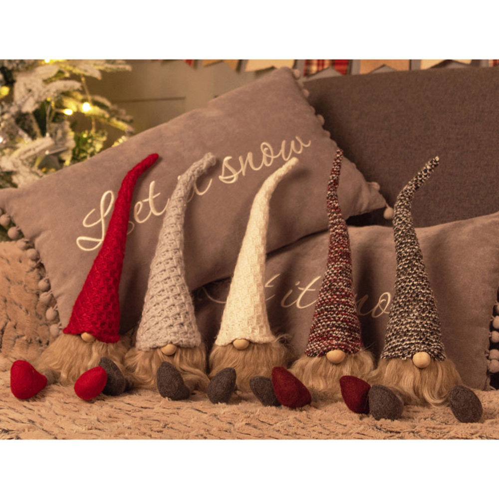 St Helens Fabric Grey Check Hat Santa-Gonk Decoration Image 7