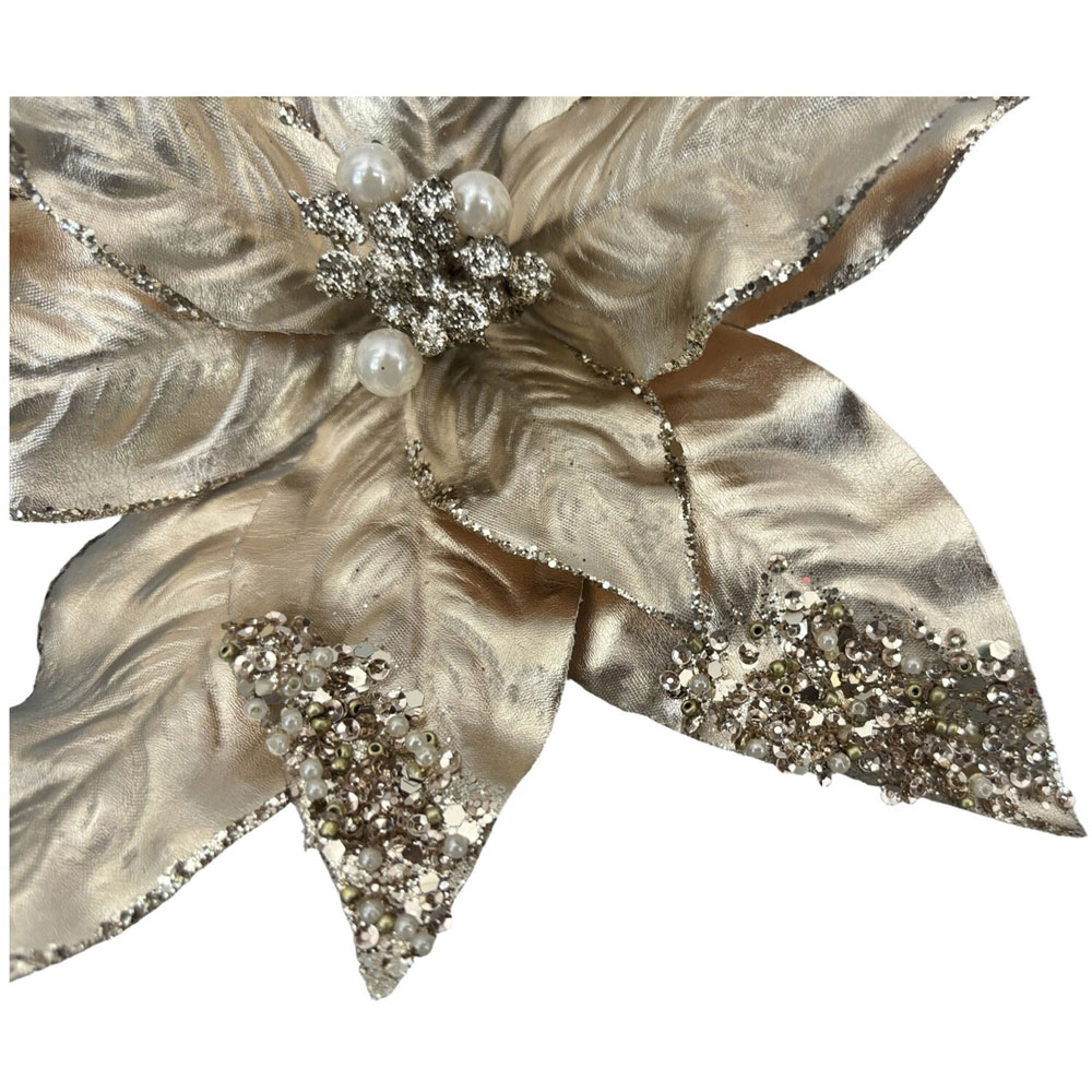 Metallic Poinsettia Flower Clip Image 4