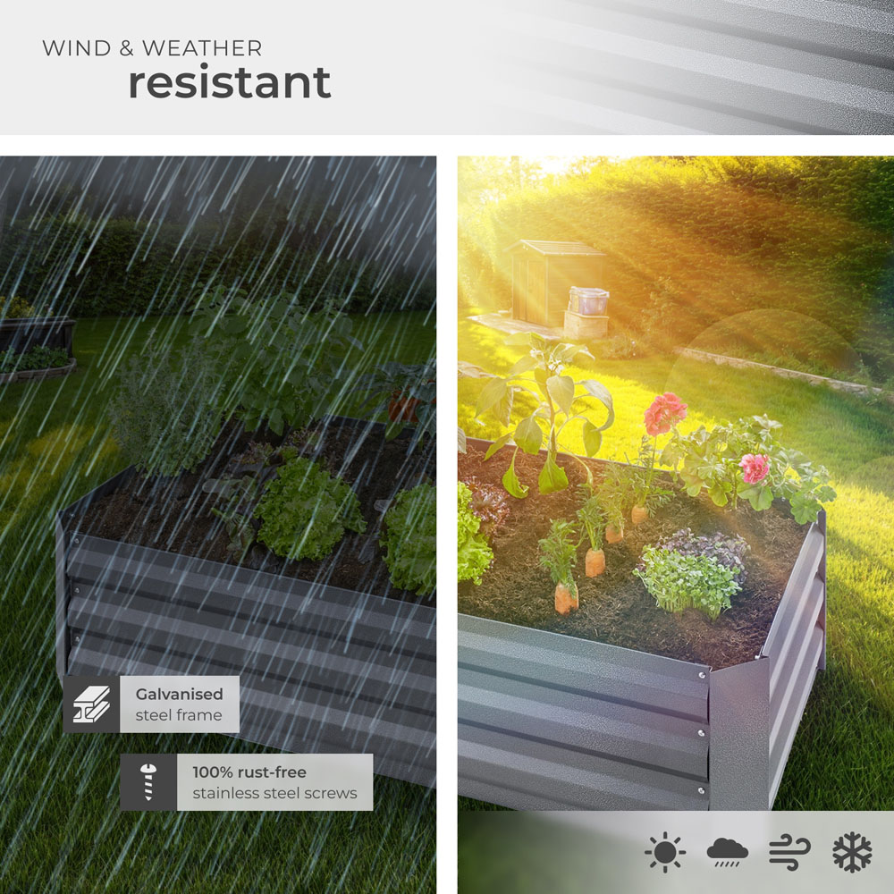 tectake 60 x 120cm Grey Galvanised Steel Raised Garden Bed Image 7