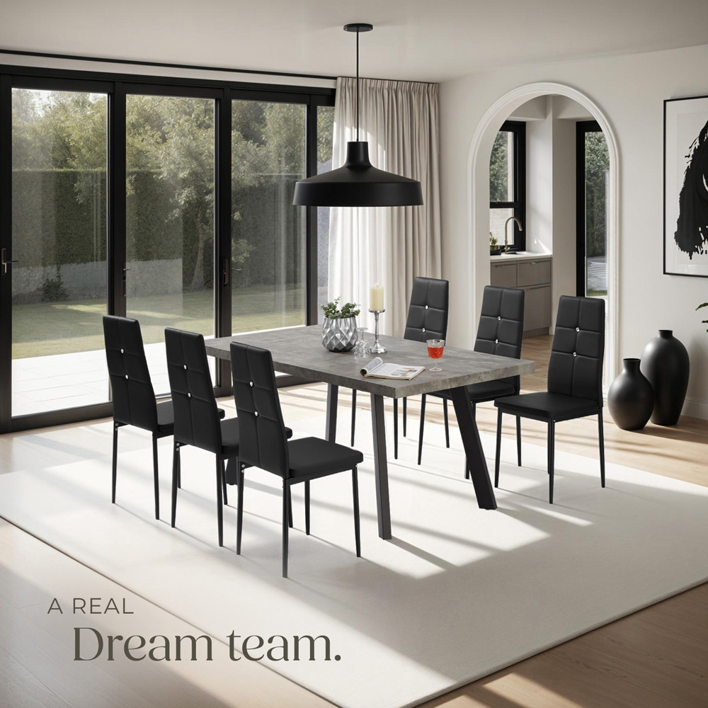 tectake Set of 4 Black Rhinestone Highlight Dining Chairs Image 3