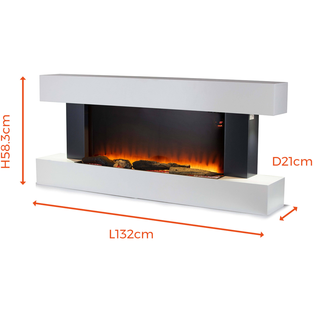 Warmlite Hingham White and Grey Wall Mounted Fireplace Suite with Downlights 2000W 52 inch Image 9