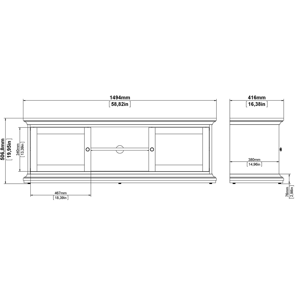Florence Paris 2 Door 2 Shelf White TV Unit Image 11