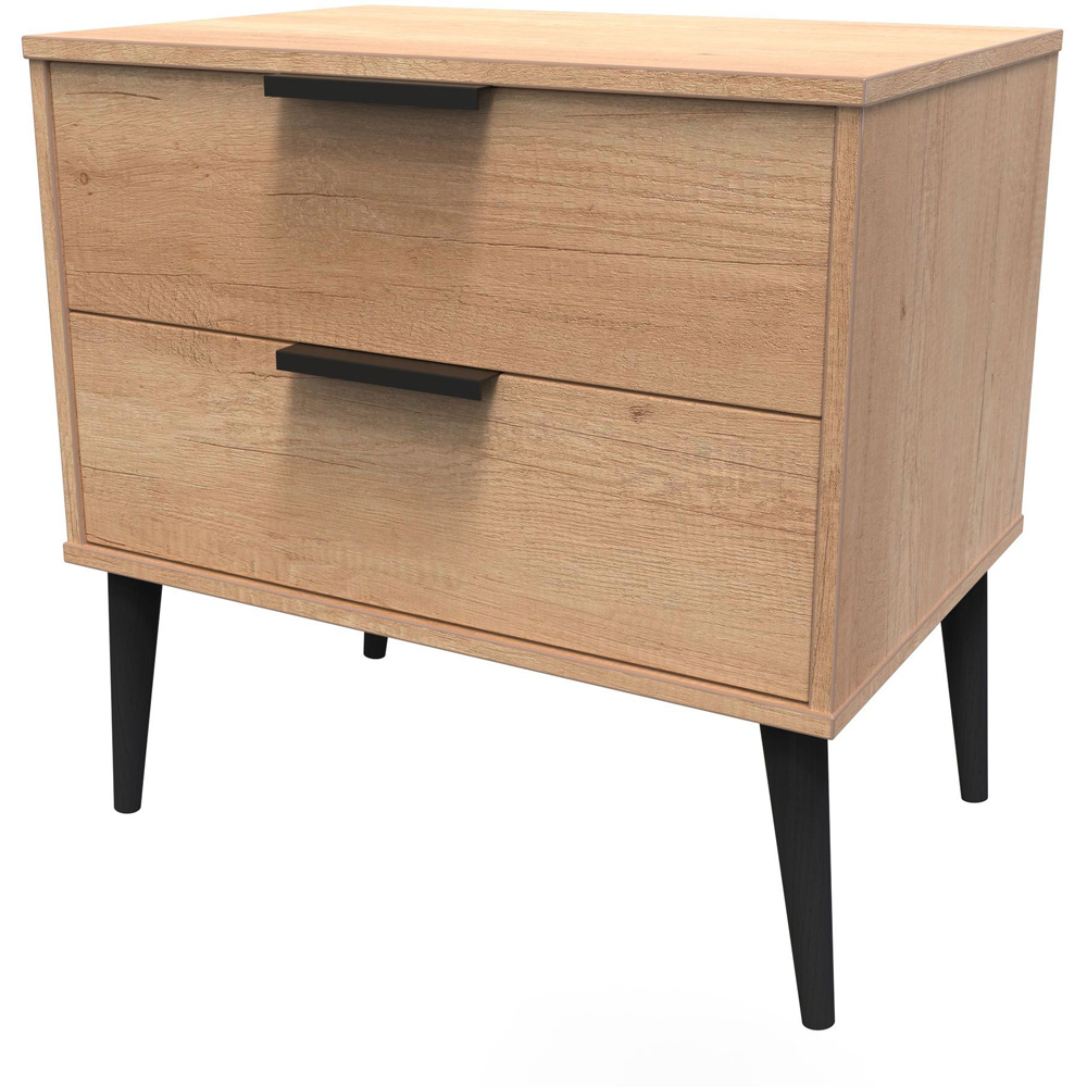 Crowndale Hong Kong 2 Drawer Nebraska Oak Side Table Ready Assembled Image 4