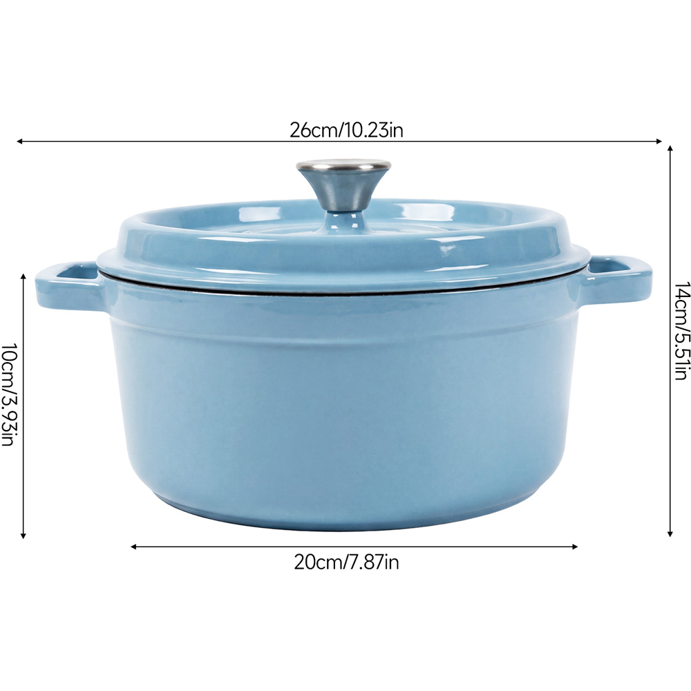 Living and Home 2L Light Blue Enamelled Cast Iron Dutch Oven Image 8