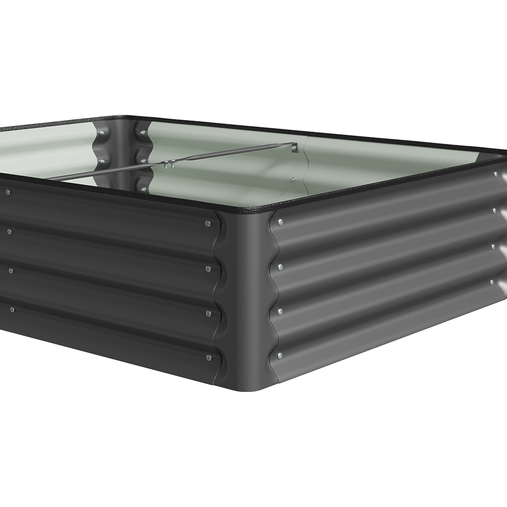 Living and Home Dark Grey Rectangular Galvanised Steel Raised Garden Bed 120 x 90cm Image 4