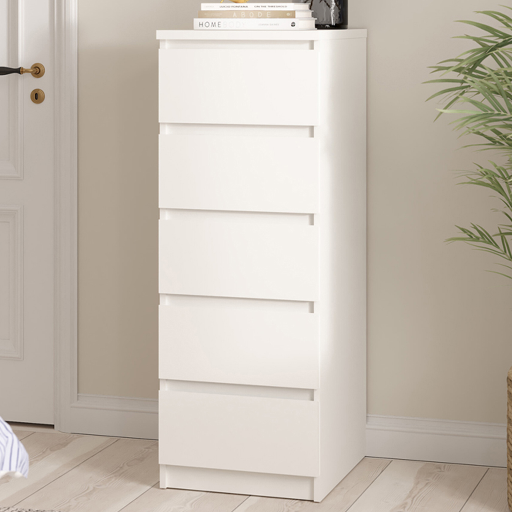 Furniture To Go Naia 5 Drawer White Chest of Drawers Image 1
