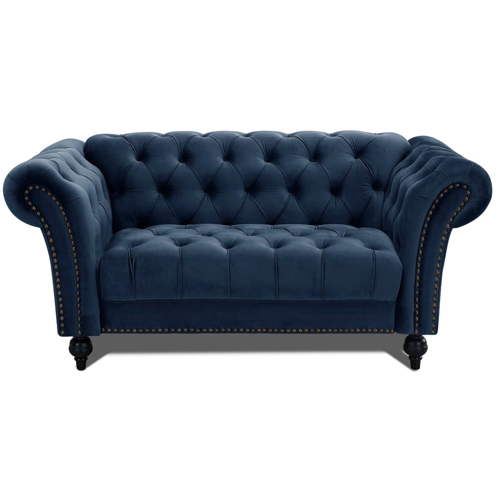 Home Detail Mayfair 2 Seater Midnight Blue Velvet Curved Sofa Image 3