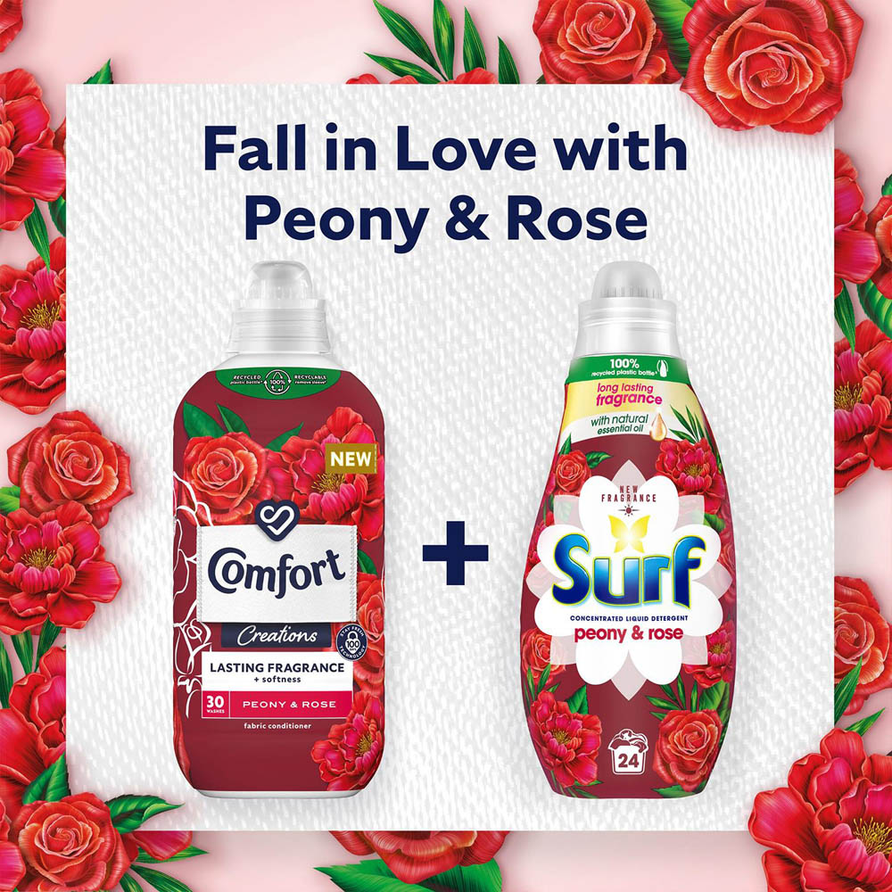 Comfort Creations Peony and Rose Lasting Fragrance Fabric Conditioner 30 Washes 900ml 2 Pack Image 5