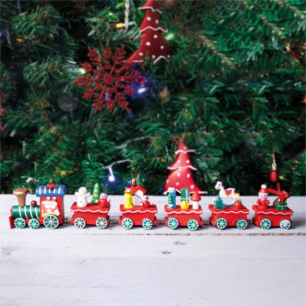 St Helens Wooden Christmas Train Set Display 35cm Image 2