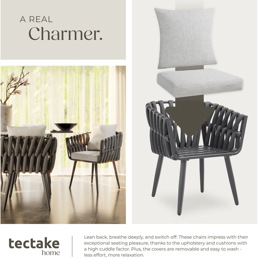 tectake Set of 2 Anthracite Lugano Chair Image 6