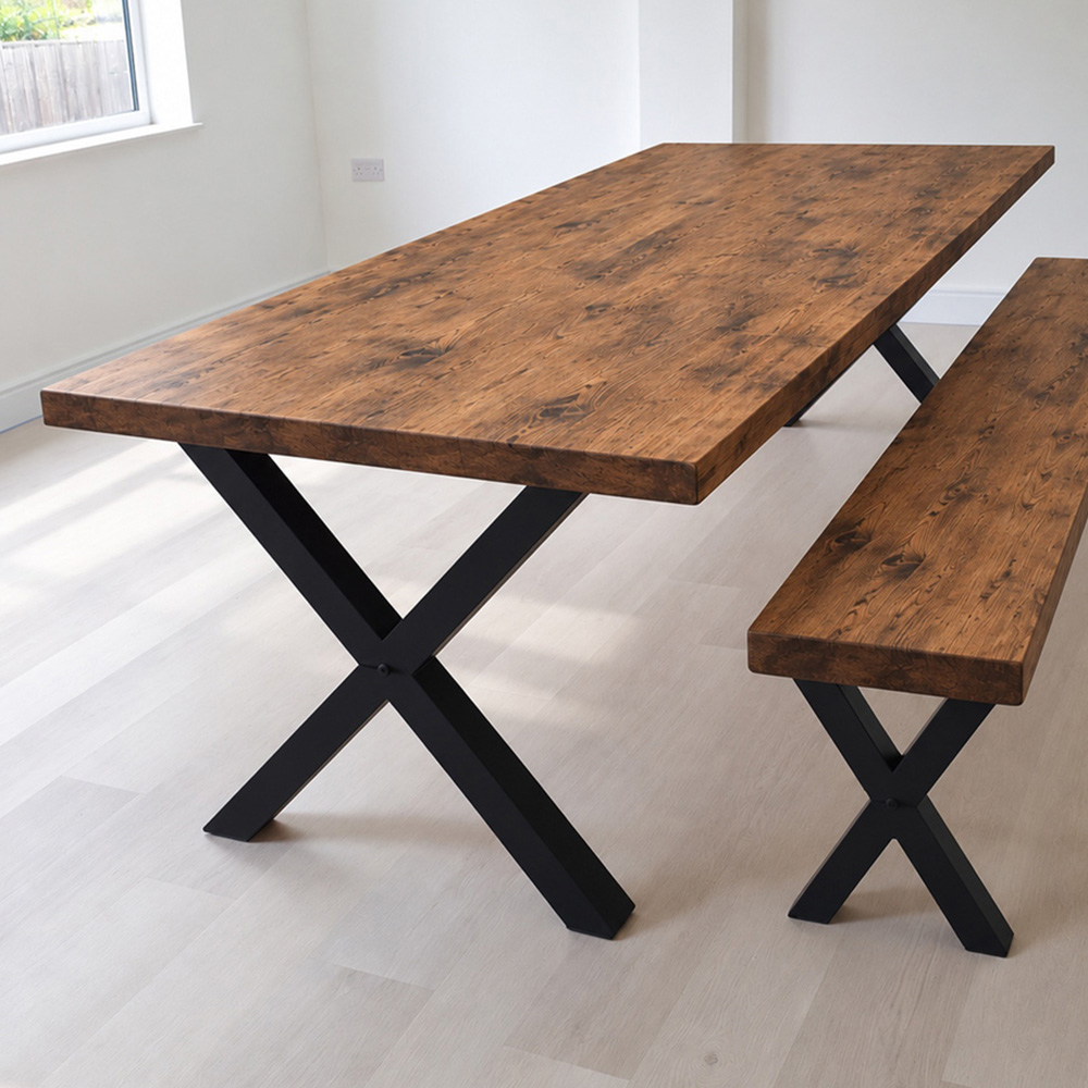 Homebase Jacobean Brown 6 Seater Sleek and Slender Rustic Dining Table 100 x 180cm Image 1