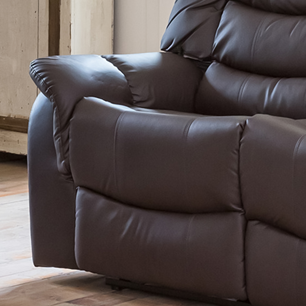 Almeira 3 Seater Brown Bonded Leather Recliner Sofa Image 3