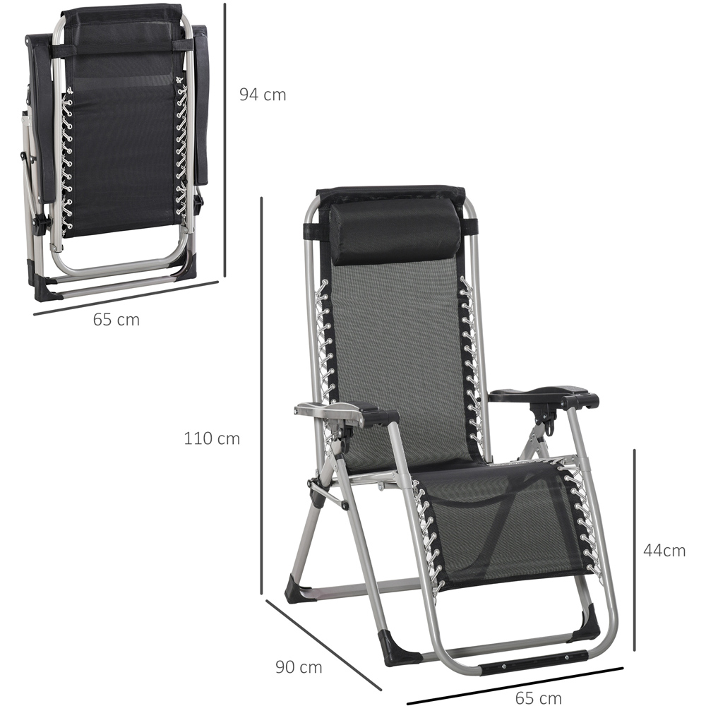 Outsunny Set of 2 Dark Grey Zero Gravity Folding Recliner Chair Image 9