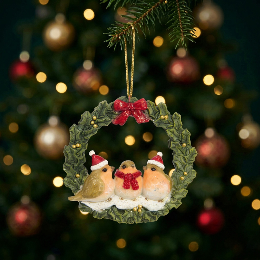 Robin Wreath Hanging DecorationGreen Image 2