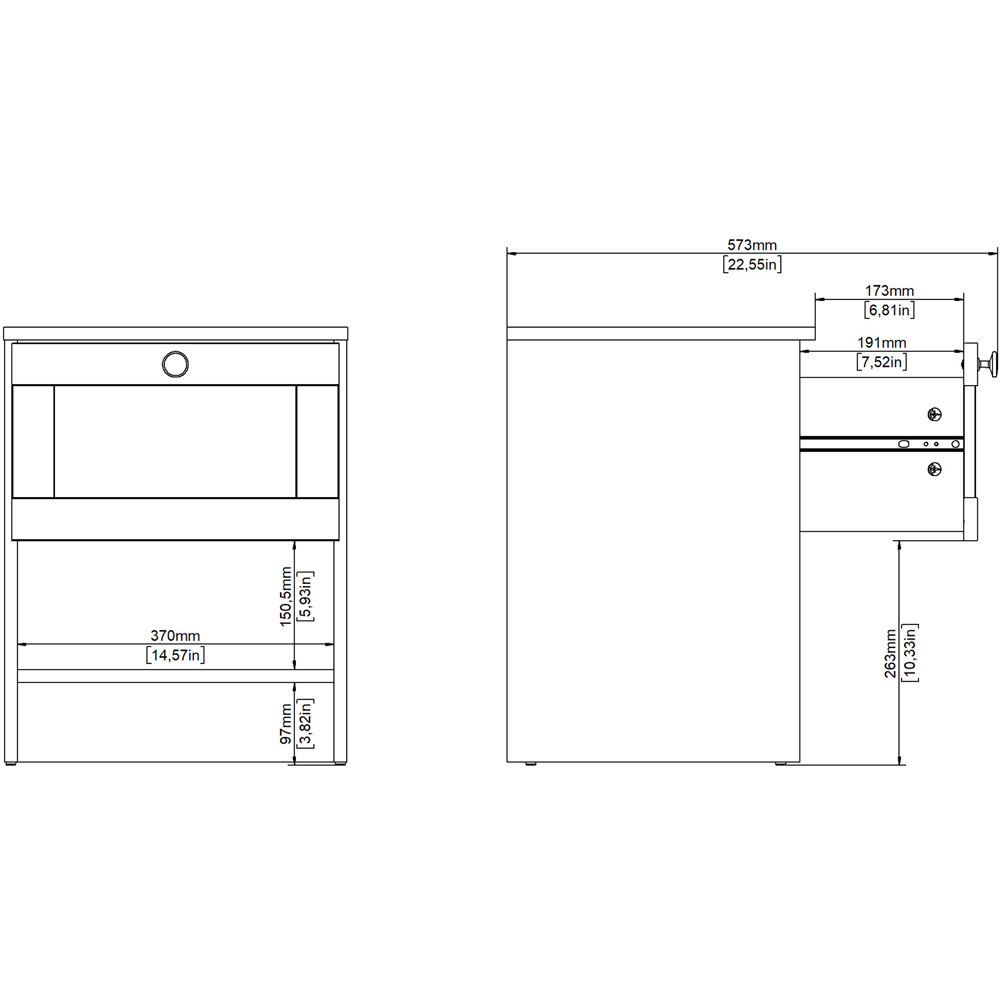 Florence Single Drawer Single Shelf White Bedside Table Image 9