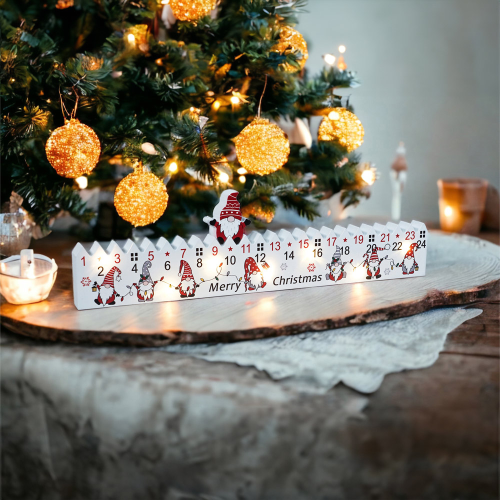Xmas Haus Light Up LED White Wood Advent Calendar Image 4