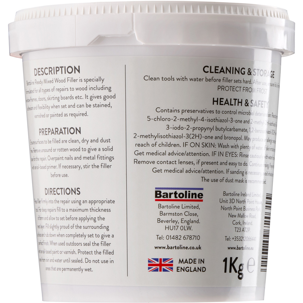 Bartoline Ready Mixed Brown Wood Filler 1kg Image 2