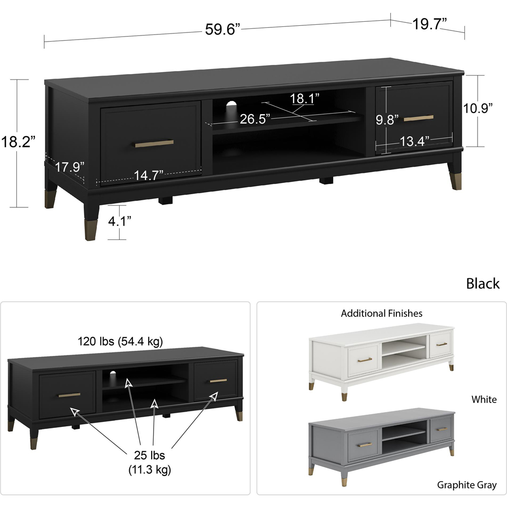 Dorel Home Westerleigh 2 Door 2 Shelf Graphite Grey TV Stand Image 4