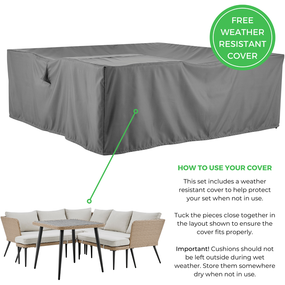 Furniturebox Capri Rattan 9 Seater Corner Dining Sofa Set Beige Image 8