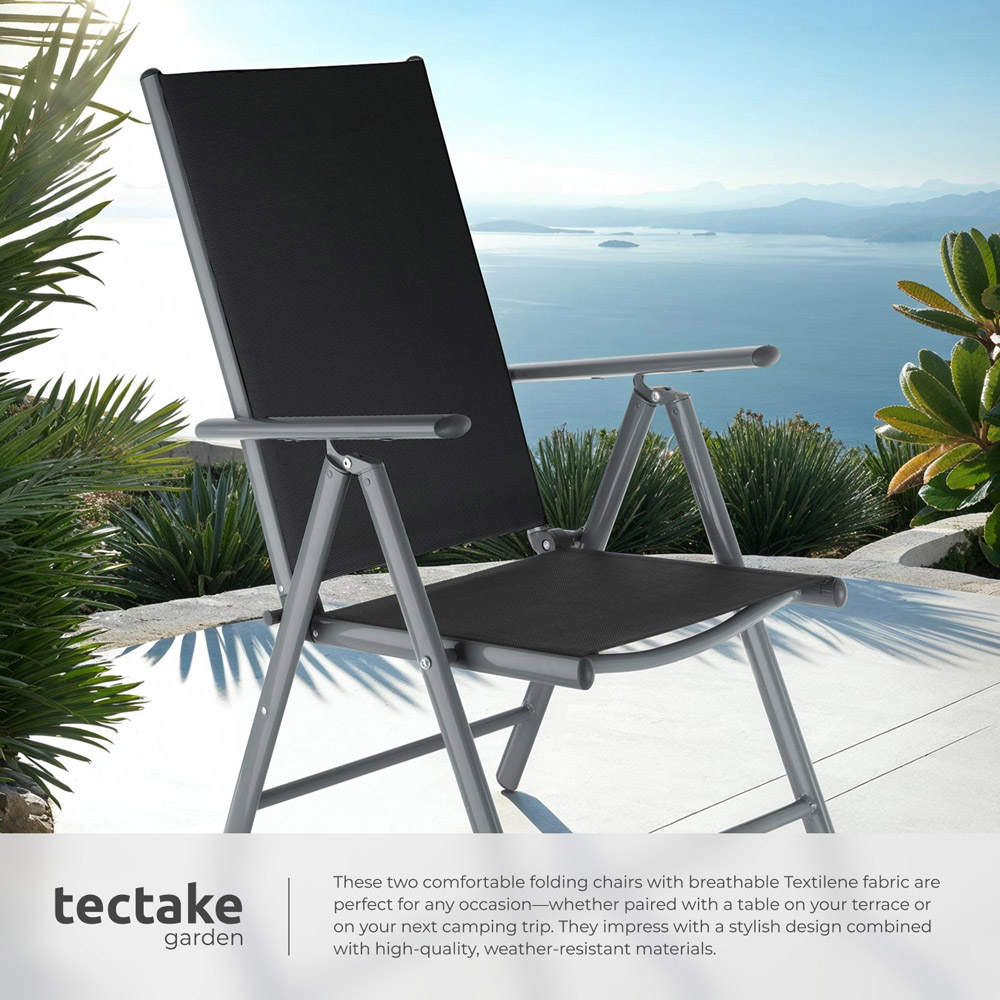 tectake Marilena Set of 4 Anthracite Adjustable Garden Chair Image 4