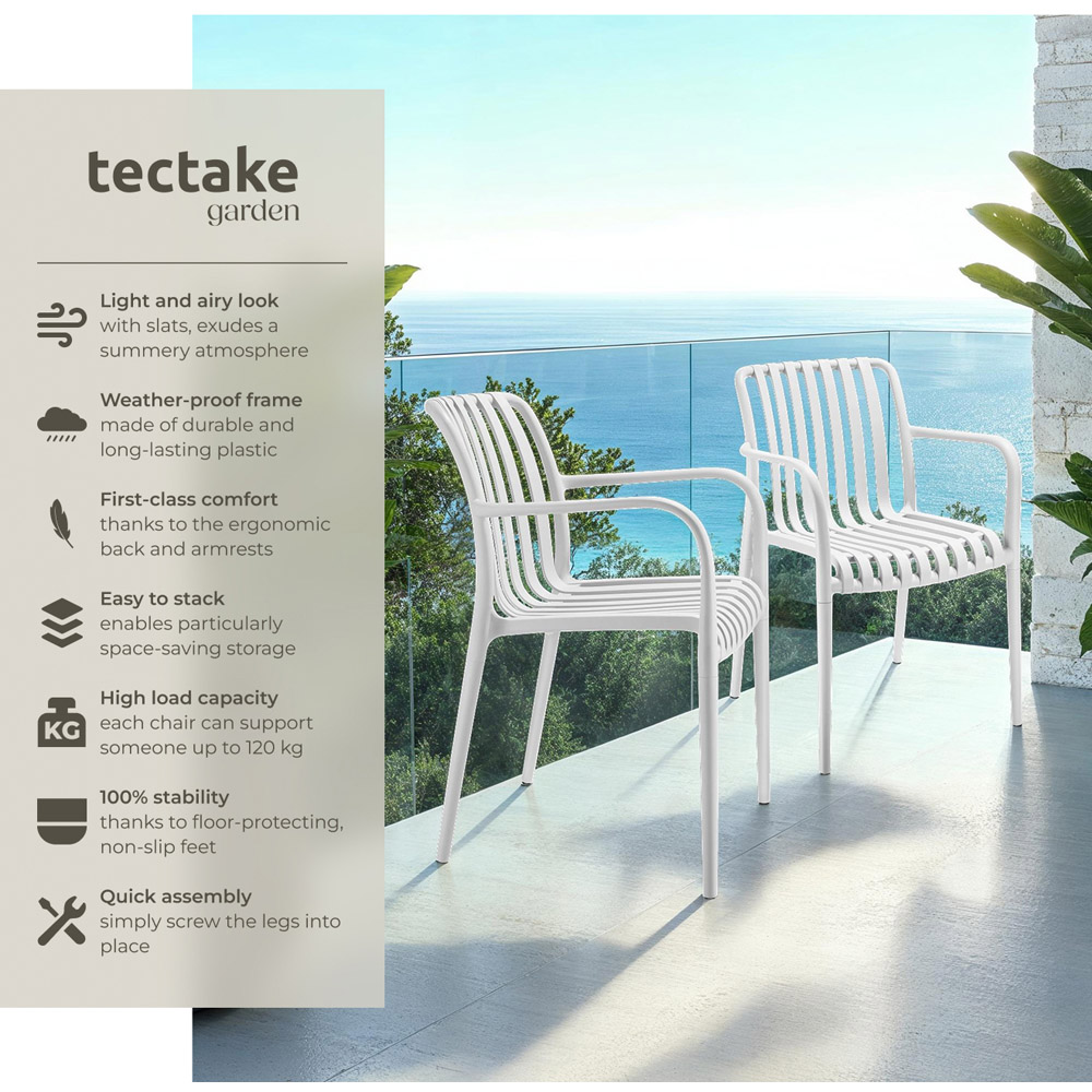 tectake Alcudia Set of 2 White Garden Chair Image 3