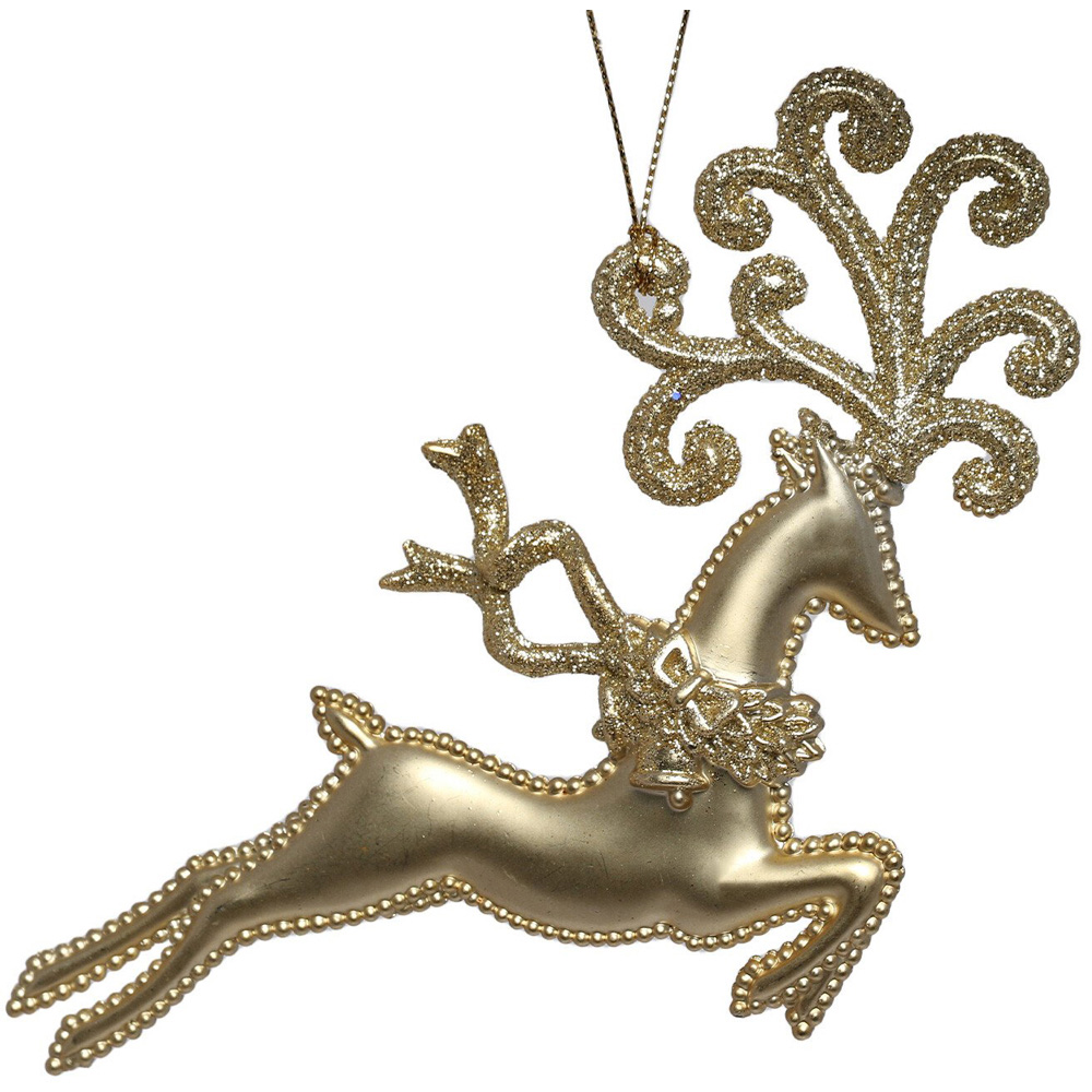 Single Grace & Glory Matte Gold Reindeer Bauble in Assorted styles Image 2