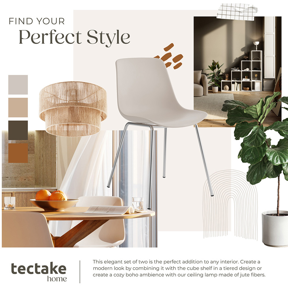 tectake Mave Set of 2 Taupe and Chrome Ergonomic High Backrest Dining Chair Image 7