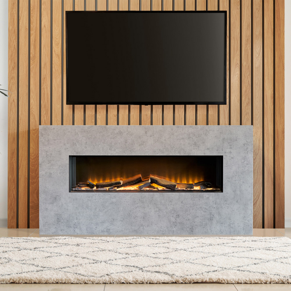 Acantha Bloc Pre-Built Concrete Effect Fully Inset Media Wall Suite Image 2