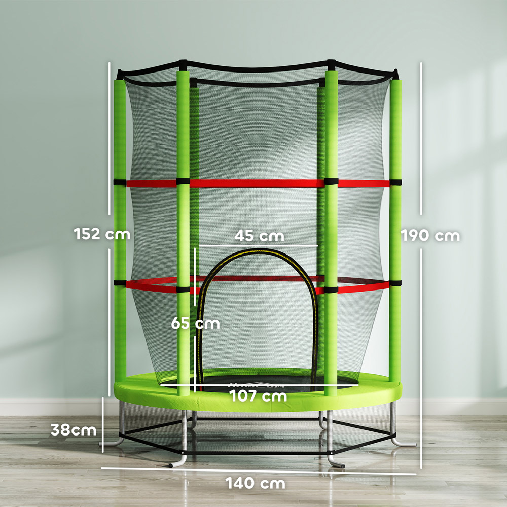 HOMCOM Kids 4.99ft Green Trampoline with Enclosure Image 9