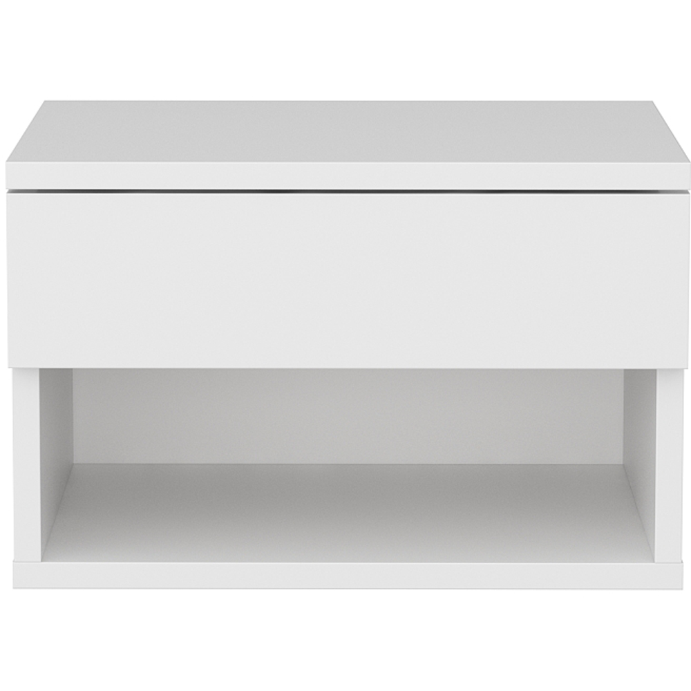 Decorotika Jamot Single Drawer White Floating Bedside Table Image 3