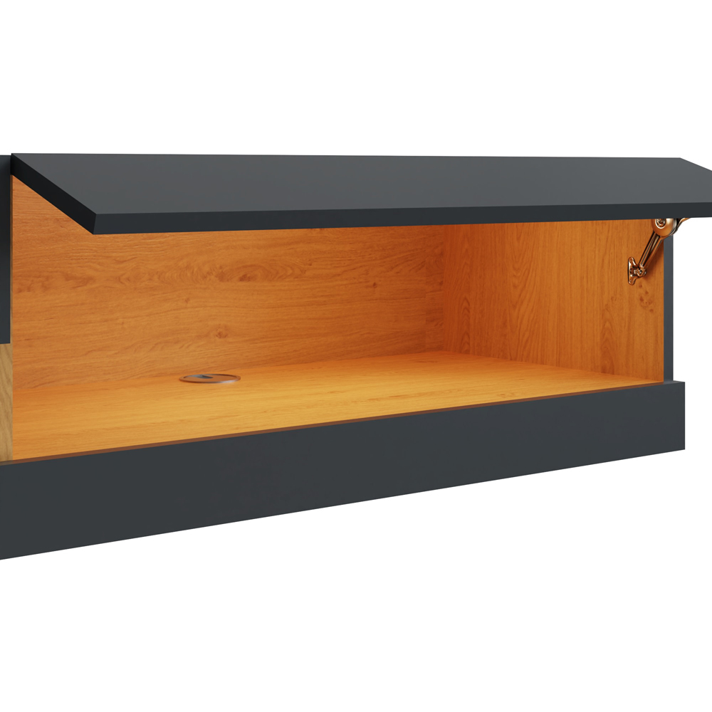 GFW Leon 2 Shelf Anthracite and Oak Wall TV Unit with LED Image 4