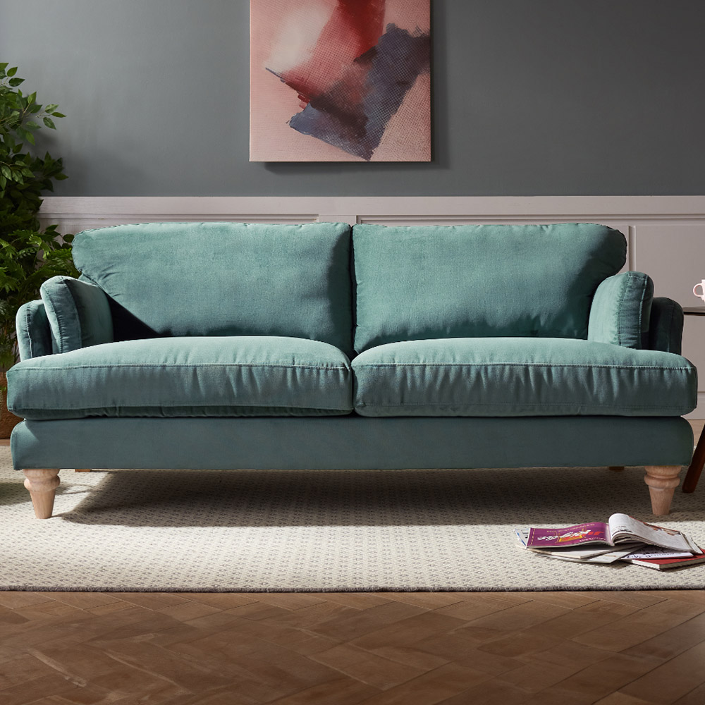 Home Detail Regent 3 Seater Teal Velvet Sofa Image 1