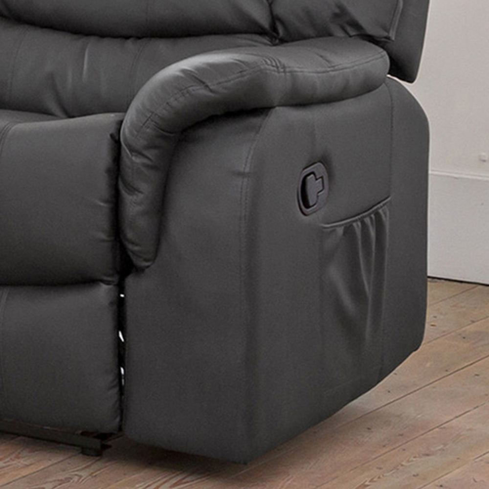 Almeira 3 Seater Grey Bonded Leather Recliner Sofa Image 2