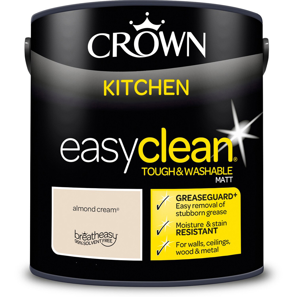 Crown Easyclean Kitchen Paint - Almond Cream / 2.5l Image 2